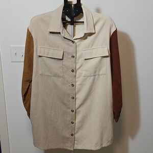 Entro Corduroy Color Block Shirt,